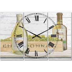 Design Art White Chardonnay Wine Bottles Farmhouse Wall Clock Wall Clock 36"