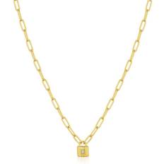 Ania Haie Chunky Chain Padlock Necklace - Gold/Transparent