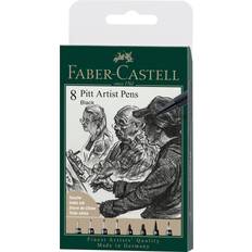 Penseltusjer Faber-Castell Pitt Artist Pen India ink pen, wallet of 8, black (167158)
