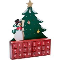 Kurt Adler Wooden Snowman with Christmas Tree Advent Calendar