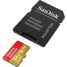 64 GB - microSDXC Minnekort SanDisk Extreme microSDXC Class 10 UHS-I U3 V30 A2 170/80MB/s 64GB
