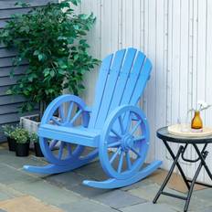 OutSunny Garden Chairs OutSunny Adirondack Rocking Chair with Slatted Design Blue