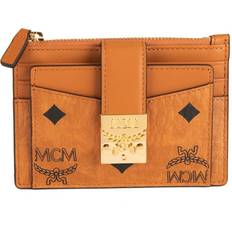Card Cases MCM Mini Visetos Tracy Zip Card Case - Cognac