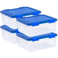 Blue Storage Boxes Iris 30qt 4pk WeatherPro Plastic Storage Bin