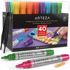 Arteza Acrylic Paint Set, 19-Piece Art Set, Includes 12 Acrylic Paints, 3 Brushe