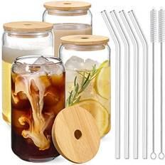 Dishwasher Safe Glass Jars with Straw NetanY Store - Glass Jar with Straw 16fl oz 4