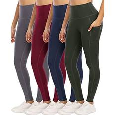 Youngcharm Women's High Waist Tummy Control Workout Yoga Pants 4-pack