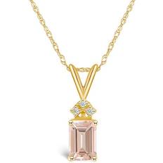 Macy's Accent Pendant Necklace - Gold/Morganite/Diamonds
