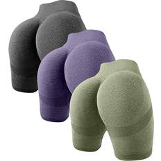 OQQ Women's Butt Lifting Yoga Shorts - Grey/Purple/Avocadogreen