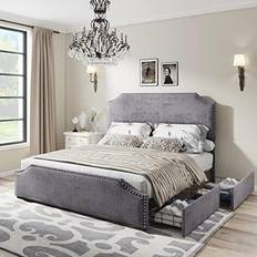 Bed frames with storage Beds & Mattresses Amerlife Velvet Upholstered Platform