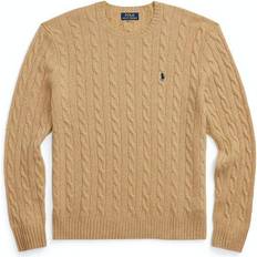 Polo Ralph Lauren Knitted Sweaters - Men Polo Ralph Lauren Cable Sweater - Camel Melange