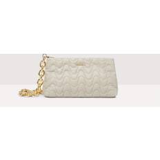 Coccinelle Large white quilted leather crossbody bag with chain strap, White