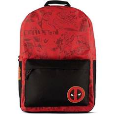 Marvel COMICS Deadpool Logo with Graffiti All-over Print Backpack Red