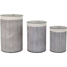 Dkd Home Decor Set of Grey Polyester Bamboo (38 x 38 x 60 cm) (3 Pieces) Korb