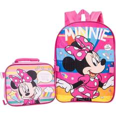 Pink Girls Disney Minnie Mouse Backpack 16 inch with Lunch Bag Set, Girl's