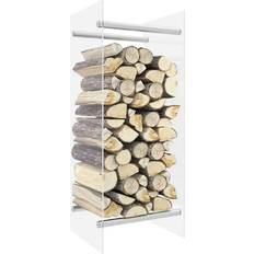 Hvite Ovner vidaXL Firewood Rack Transparent 40x35x100 cm Tempered Glass