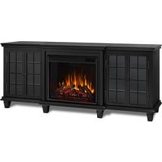70 inch tv stand with fireplace Real Flame Marlowe Media Electric Fireplace in Black, 2770E-BK