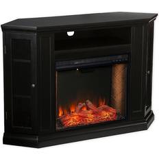 Corner electric fireplace Southern Enterprises Claremont Black Smart Corner Electric Fireplace with Storage