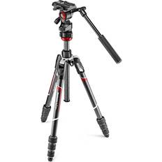 Camera Tripods Manfrotto Befree Live 4-Section CF Video Tripod with Fluid Head, Black/Silver