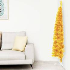 vidaXL Slim Artificial Half with Stand Gold 240 cm Christmas Tree