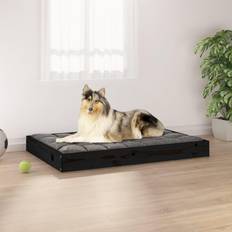 vidaXL Dog Bed Black 91.5x64x9 Solid Wood Pine