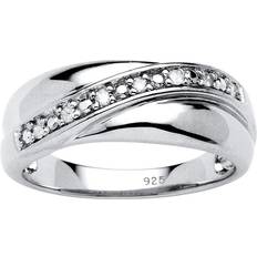 Men Rings PalmBeach Wedding Band Ring - Silver/Diamonds