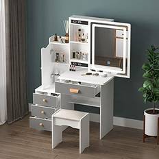 Makeup Vanity with Sliding Lighted Mirror Dressing Table 22x7.5"