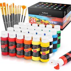 Caliart Acrylic Paint Set With 12 Brushes 24x59ml