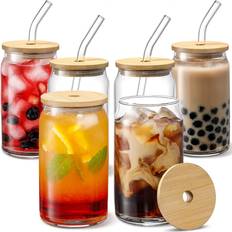 Glass Glass Jars with Straw VITEVER - Glass Jar with Straw 16fl oz 6