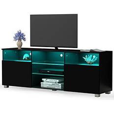 Sussurro Television Table Center Media Console with Drawer and Led Lights Black 47x18"