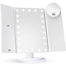 BEAUTME Vanity Mirror with Lights,Lighted Makeup Mirror,Hollywood Tabletop  or Wall Mounted Beauty Mirrors,Detachable 10X Spot Cosmetic Mirror Silver
