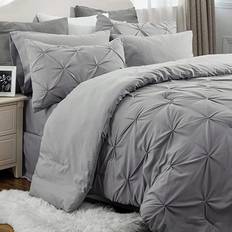 Bedsure Pinch Pleats Queen Bedspread White, Black, Red, Pink, Blue, Gray, Beige (223.5x223.5)