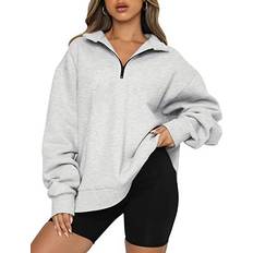 Trendy Queen Womens Oversized Half Zip Pullover Long Sleeve Sweatshirt