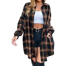 Blooming Jelly Casual Plaid Flannel Shirt Dress