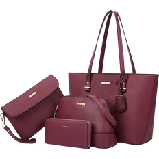 YTL Women Fashion Handbags Wallet Tote Bag Shoulder Bag Top Handle Satchel Purse Set 4pcs