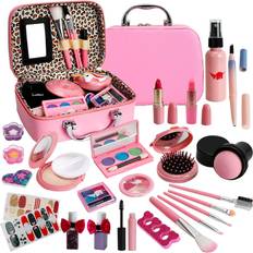AUNEY Auney Girls Makeup Kit Real Kids Make Up Set with Cute Cosmetic Bag,  Washable Play Makeup Toys for Little Girls