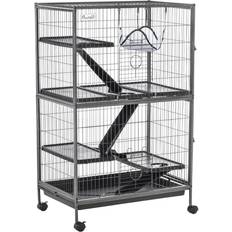 Pawhut Rodent Pets Pawhut Small Animal Cages for Chinchilla Ferret Kitten on Wheels
