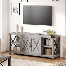 65" tv stand cabinet Furniture Amyove Farmhouse Wood Entertainment TV Bench 59.8x25.6"