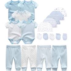 Kiddiezoom Baby Layette Essentials Gift Set 19-pcs - Sky Blue Stripe/Little Stars/Print Set