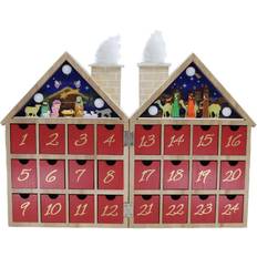 Kurt Adler 11.81-Inch Battery-Operated Wooden LED Nativity Advent Calendar