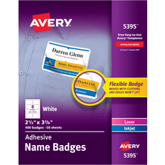 Labels Avery Adhesive Name Badge Labels, 2-1/3" x 3-3/8" White, 400/Box
