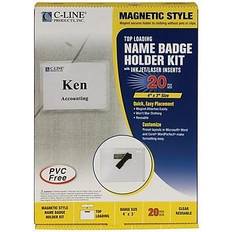Barcode Scanners Magnetic Name Badge Holder Kit, Horizontal, 4w x 3h, Clear, 20/Box