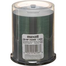 Optical Storage Maxell CD-R Discs, 700MB/80 min, 48x, Spindle, Printable Matte Silver, 100/Pack