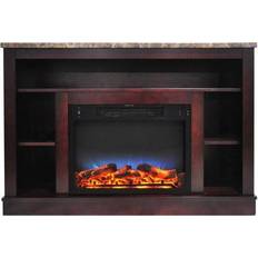 Brown Fireplaces Cambridge 47' Width Fireplace Mantel with LED Electric Insert, Mahogany