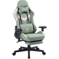 Gaming Chairs Dowinx Gaming Chair Fabric Office Chair with Pocket Spring Cushion Ergonomic Computer Chair with Footrest and Massage Green
