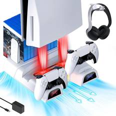 Mahle Gaming Accessories Mahle PS5 Silent Cooling Stand with Headset Holder and AC Adapter - White