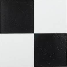Black and white vinyl floor tiles Achim Nexus Self Adhesive Vinyl Floor Tile 12" x 12" Black/White, 20 Pack