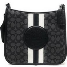 Coach Dempsey File Bag In Signature Jacquard With Stripe And Patch - Silver/Black Smoke Black Multi