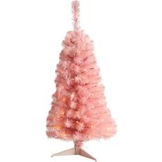 Nearly Natural 3'Pink Artificial with Lights Christmas Tree 36"