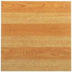 Plastic Flooring Achim Sterling Light Oak Plank 12x12 Self Adhesive Vinyl Floor Tiles Set of 45, Brown